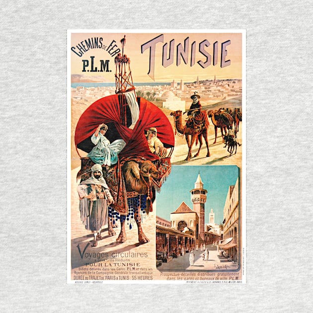 Vintage Travel Poster Tunisia Chemins de Fer Tunisie by vintagetreasure